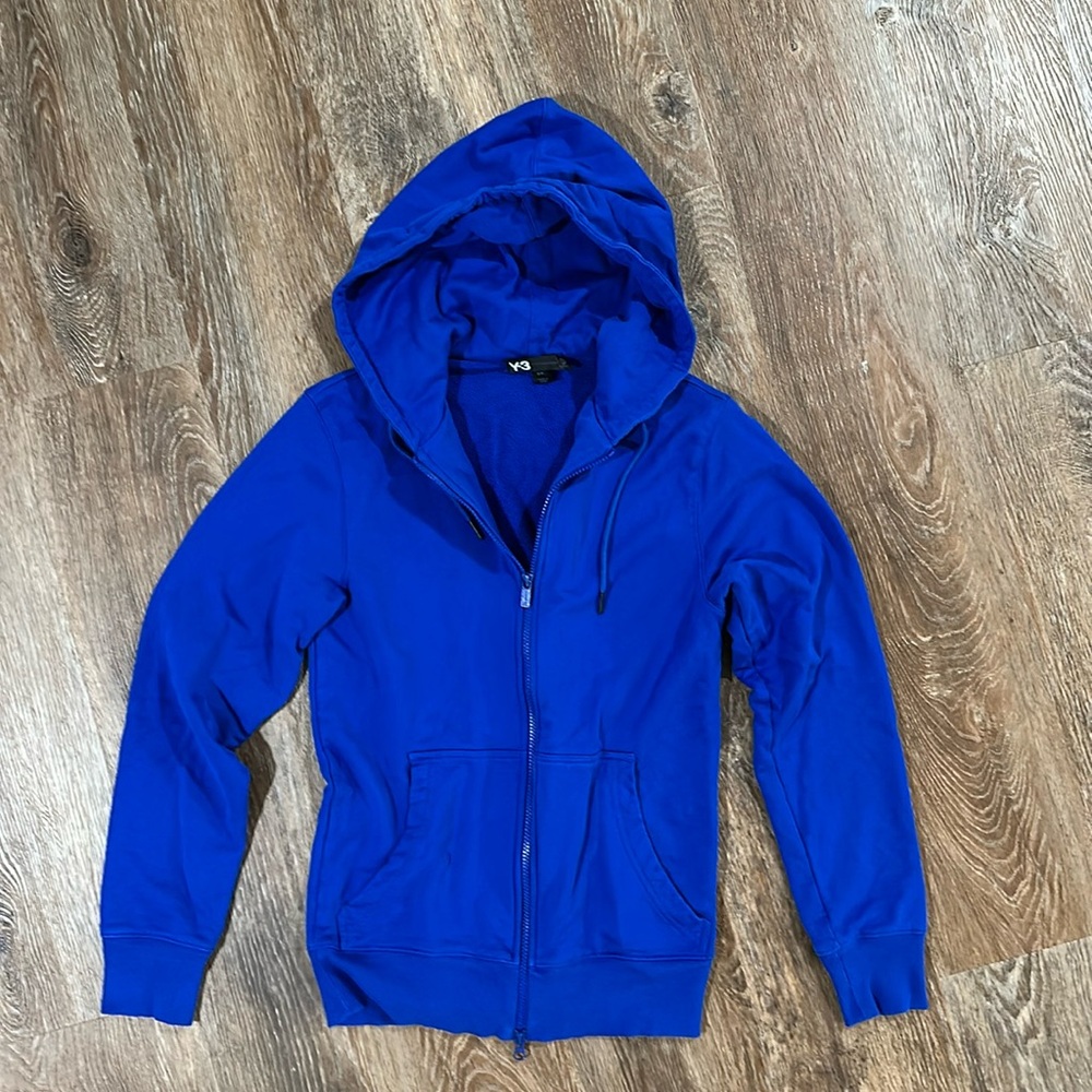 Y-3 adidas Yohji Yamamoto Logo Full Zip Hoodie Blue Size S
